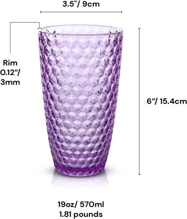 Стакани BELLAFORTE Laguna Beach з ударостійкого пластику Tritan, високі, 540 мл, небиткий посуд для напоїв на відкритому повітрі,