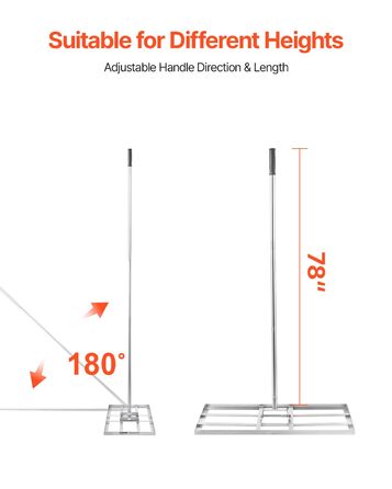Вирівнювач газону з ручкою, розмір пластини 355x762 мм, граблі-вирівнювач з вуглецевої сталі, для вирівнювання газону, догляду за садом та гольф-полями