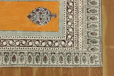 Бежевий, коричневий бавовняний з квітковим принтом Dhurrie Boho Kilim плоского плетіння Критий килим для передпокою Кімнатний деко