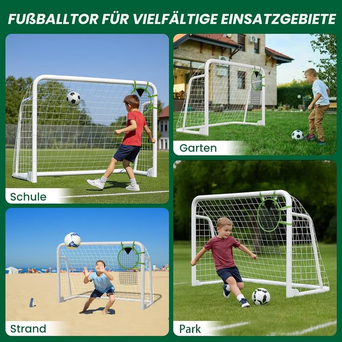 Міцний комплект футбольних воріт 4 розмірів для саду (180-365 см) Доступний як окремостоячий або складний варіант Зі сталевою трубою або ПВХ рамою Повний комплект для саду та парку 180120 см, металеві складні - Білий