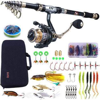Телескопічна вудка та котушка, комбінована з вуглецевого волокна, для морської та прісної води, комплект спінінгових вудок з 13 1 екранованими кульковими підшипниками, котушка BB, набір для подорожей та риболовлі 2,1 м/6,9 футів