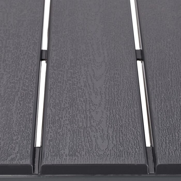 Садовий стіл Relaxdays, HBT 74 x 78 x 78 см, балконний стіл, імітація дерева, пластик, сталь, квадратний стіл для патіо, сірий