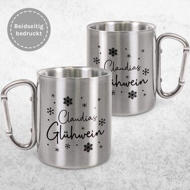 Персоналізована кружка для глінтвейну Кухоль з нержавіючої сталі з карабіном Ідея подарунка 330 мл Кухоль Для кемпінгу Ключки Срібний без кришки