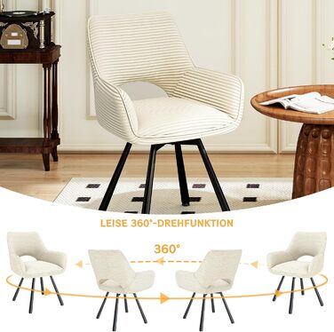 Обідній стіл з 4 стільцями, дерев&39яний обідній стіл 140x80x76 з темною стільницею, обідній стілець, що обертається на 360, з підлокітниками, гарнітур для кухні, вітальні та їдальні, сучасний м&39який стілець бежевого кольору, 4 бежевого кольору, стіл з 