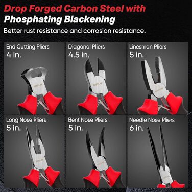Міні-набір плоскогубців 6 предметів плоскогубці, довгогубці, гострогубці, вигнуті плоскогубці, кусачки та бічні кусачки для електронного ремонту, з сумкою.