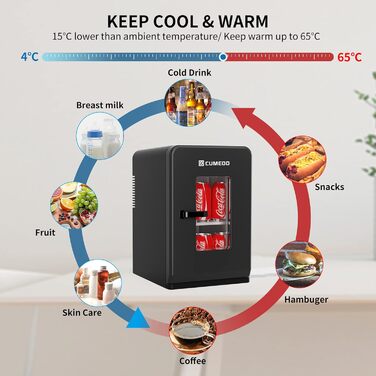 Міні-холодильник Cumeod 15 л / 21 банка, маленький холодильник 2 в 1 з функцією охолодження та нагрівання, 12 В постійного струму