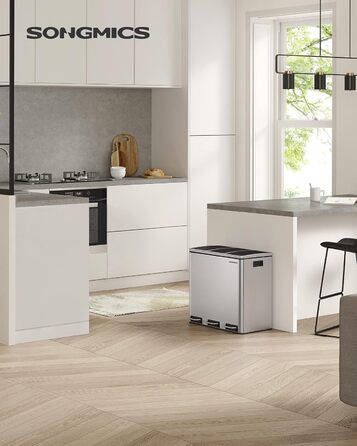 Відро для сміття з 3-ма пакетами, 3 x 18 літрів, з 3-ма відділеннями, кришка з повільним закриттям, з внутрішніми контейнерами та