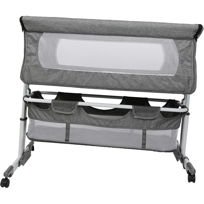 Дитяче ліжечко Side-by-Side, регульоване по висоті, мобільне, з функцією зберігання, з москітною сіткою