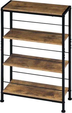 Полиця, Нішева полиця з 4 ярусами, Кухонна полиця для спецій, Вузька полиця-драбина, для кухні-вітальні, Дерево та метал, Вінтажний коричневий та чорний, 50x78x20 см, RGB52shm 50x20x78 Вінтажний коричневий чорний