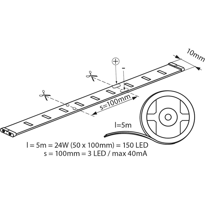 Метрова RGB світлодіодна стрічка SMD 7,2 Вт/м 30 світлодіодів/м IP65 для вологих приміщень - розширюється і може бути вкорочений кожні 10 см Енергозберігаючий світлодіод Енергозберігаючий світлодіод, 3