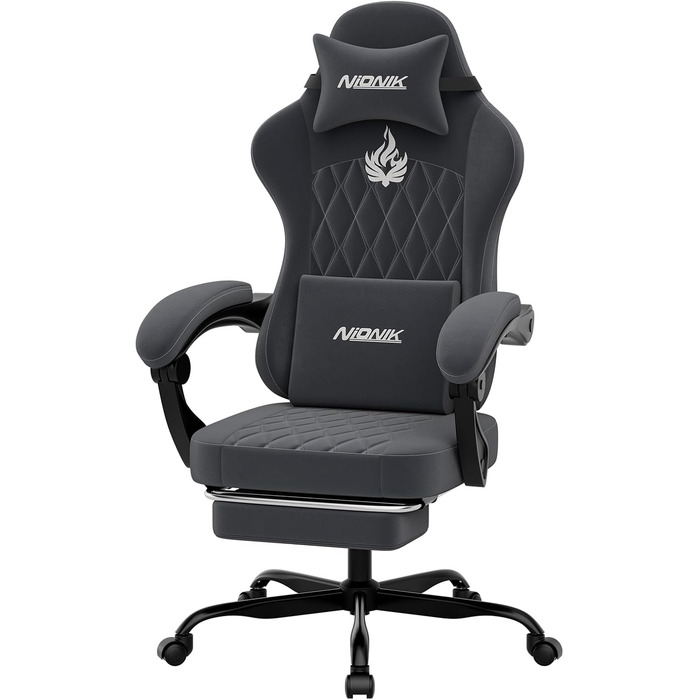 Геймерське крісло початкового рівня, ергономічне комп&39ютерне крісло з регульованою висотою та спинкою, просте ігрове крісло для дітей, підлітків та дорослих для кімнат та офісів, сірого кольору.