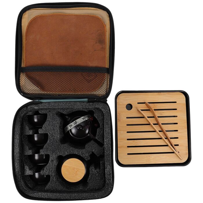 Чайний набір Кунг Фу з кераміки Milisten, включаючи сумку для транспортування, для китайської чайної церемонії та подорожей