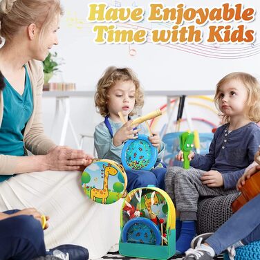 Музичні інструменти Дитячий набір - 24 шт. и Інструменти Ударні дерев'яні іграшки - Дитячі іграшки Монтессорі - Ксилофон Барабанни