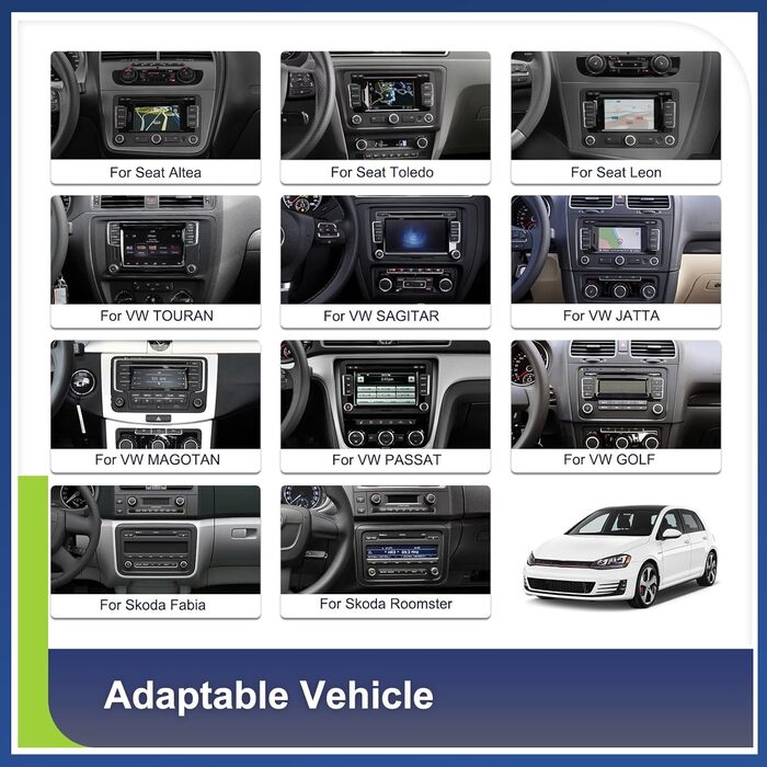 Автомагнітола CAMECHO Android 13 для VW Golf 5 Golf 6 Skoda Polo Passat Tiguan Touran з Carplay/Android Auto/Mirrorlink, 7-дюймовий ємнісний сенсорний екран з WiFi GPS FM Bluetooth-P2 P3264G 4-ядерний Carplay32EQ, 264G