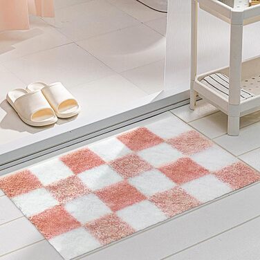 Нековзний килимок для ванної, надзвичайно м&39який килимок для ванної, пухнасті, абсорбуючі килимки для ванної з мікрофібри для ванних кімнат, килимки для ванної кімнати, що праються, милий килимок для ванної для душових піддонів, картатий, троянда 50 x 8