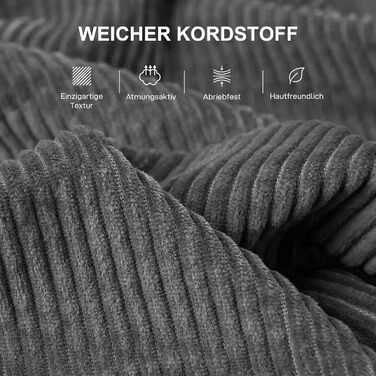 Місний диван HOMCOM, кушетка з підлокітниками, декоративні подушки, м&39який диван з вельветовим чохлом, товста підкладка, диван-ліжко, вантажопідйомність до 450 кг, для вітальні, спальні, 212 x 80 x 88 см, темно-сірий, 3-