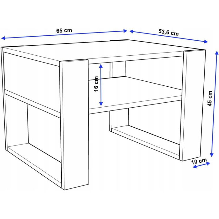 Журнальний столик 6553,6 см Стіл для вітальні з інженерної деревини, Міцний та сучасний журнальний столик з додатковим місцем для зберігання Журнальний столик, дуб Вотан/чорний, прямокутний 6553,6 см Дуб Вотан / чорний