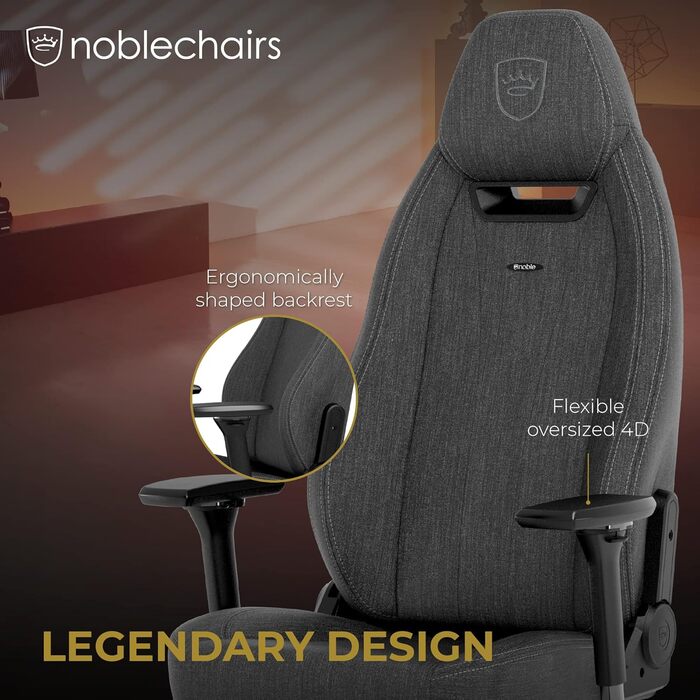 Ігрове крісло noblechairs Legend TX Edition, антрацит - Ігрове крісло для ПК, вантажопідйомність 150 кг, ігрове крісло - Ігрове крісло - Ігрове крісло для ПК - 4D підлокітники, тканина антрацит