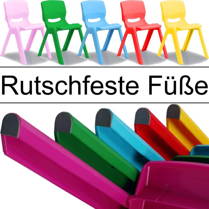 Дитячий стільчик Stimo з гумовими ніжками, вантажопідйомність до 100 кг, штабелюється та стійкий до перекидання, підходить для використання в приміщенні та на вулиці (виготовлений з пластику) (червоний)