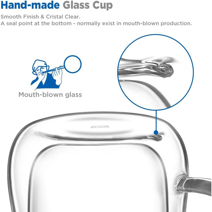 Набір склянок для латте макіато з подвійними стінками Скляні чашки з боросилікатного скла Скляний набір 2 скляних скляних склянок