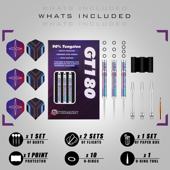 Дротики WIN.MAX з металевим наконечником, 90 вольфрам, 3 шт. и, сталеві дротики з 90 вольфраму, 18-28 грамів, професійні сталеві дротики з металевими наконечниками, різнокольорові сталеві дротики, 24 г