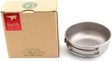 Титанова миска Keith, 300 мл 600 мл, надлегка, кемпінговий посуд, миски для пікніка, портативна, складна ручка (Ti5324-400 мл)