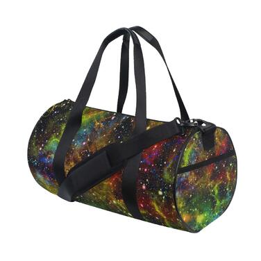 Спортивна сумка з абстрактним, барвистим дизайном всесвіту веселка, туманність, галактика. Дорожня сумка-вікендер з міцного канвасу для чоловіків та жінок. Ідеально підходить для спорту, подорожей та на вихідні.