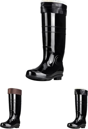 Чоловічі гумові чоботи Wellington до коліна, зимові теплі гумові чоботи з хутряною підкладкою, водонепроникне водне взуття без ковзання, нековзне садове гумове взуття для роботи на свіжому повітрі, риболовлі та подорожей