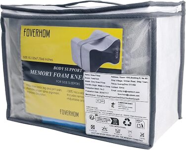 Подушка для коліна foverhom з піни з ефектом пам&39яті, ортопедична подушка для ніг для полегшення болю при ішіасі, болю в спині, вагітності, болю в ногах, болю в стегнах та ішіасі, сіра