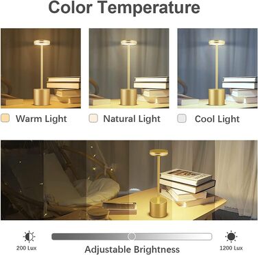 Світлодіодна настільна лампа Hapfish Акумуляторна батарея, 5000 мАг сенсорна настільна лампа з регулюванням яскравості, настільні