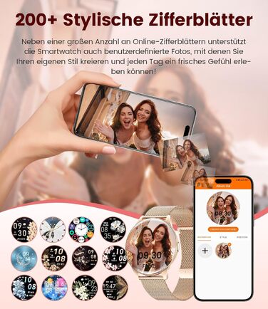 Жіночий смарт-годинник LIGE (2 ремінці), 1,43-дюймовий HD AMOLED-дисплей, смарт-годинник з функцією телефону, фітнес-годинник, спортивний годинник з понад 120 спортивними режимами, відстеження сну, відстеження менструального циклу, годинник для iOS/Androi