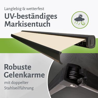 Електрична касетна маркізка empasa Класична зі складними кронштейнами, сонцезахисна, повністю зібрана, різних розмірів та кольорів, 3 x 2,5 м, антрацит