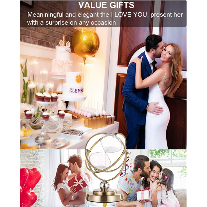 Пісочний годинник SuLiao для Uten, Поворотний на 720, Старовинний білий пісочний годинник, Вінтажний пісочний годинник 1 Hora Reloj de Arena, Великий метал, Пісочне скло, Офіс, Письмовий стіл, Дім, Весільне оформлення (Білий, 30 хв)