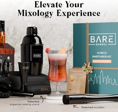 Професійний набір шейкерів для бармена Mixology 14 предметів для коктейлів   Martini (Jet Black, шейкер Cobbler)