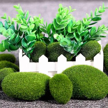 Штучних мохових каменів, 5 розмірів кульок із зеленого моху, штучних мохових каменів, декоративної садової кулі з моху своїми руками, маленьких мохових каменів, декоративних штучних каменів для казкових садів і ремісничих тераріумів, 10 шт.