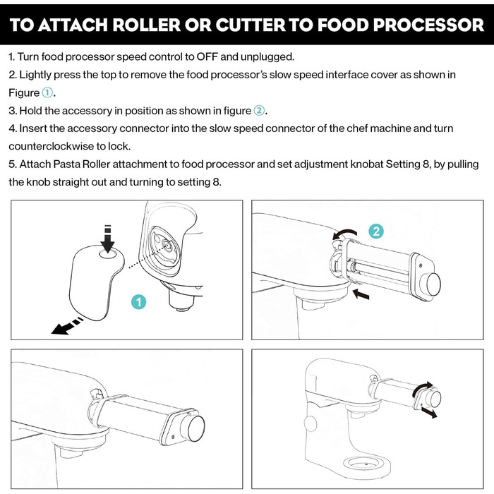 Насадка для локшини TPGSING Насадка для локшини з нержавіючої сталі для кухонного комбайна Kenwood, ролик для листового локшини для аксесуарів Kenwood Kmix, 8 регульованих товщин, срібло