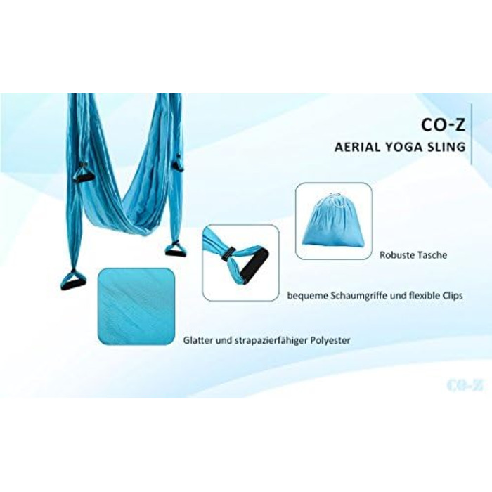 Гамак-гойдалка для повітряної йоги - гойдалка Flying Silk для фітнесу, антигравітація - навантаження 180 кг/400 фунтів (синій)