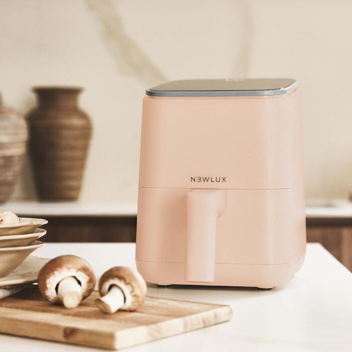 Мультипіч 2 л Air Power V20 (1200 Вт) з 8 програмами та сенсорною LED-панеллю, фритюрниця 2 л (до 230 C) для 2 осіб, легко чиститься та з додатком рецептів - без PFOA Корал 2 Літрос 3-й Корал