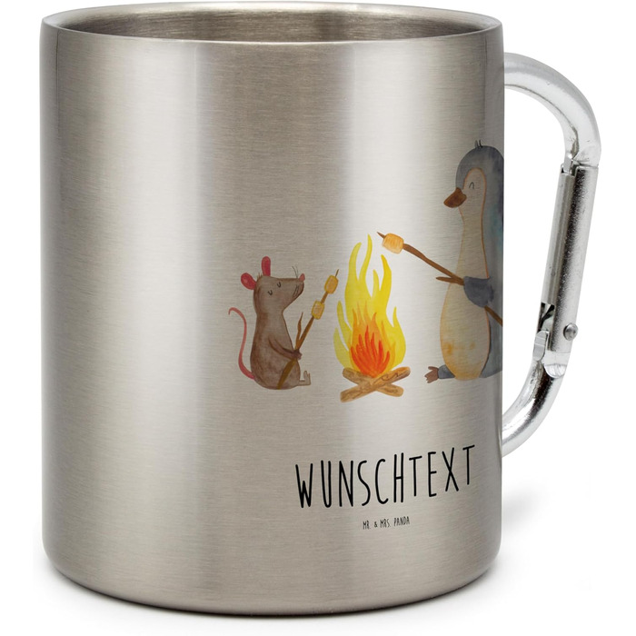 Персоналізована кружка &quotМістер і місіс Панда&quot з пінгвіном біля багаття - подарунки, робота, персоналізована кавова кружка, персоналізована термокружка, миша, кохання, кружка, робота, ізольована кружка