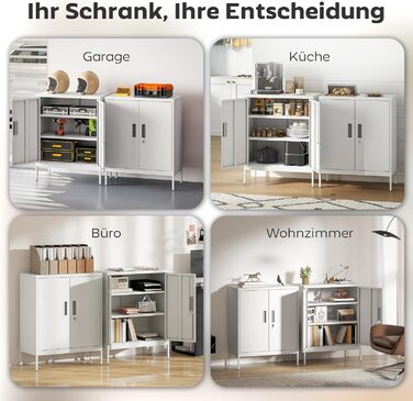 Шафа для документів HOMCOM, офісна шафа, що замикається, з 2 дверима, 2 полиці з регульованою висотою, замок, сталева шафа для зберігання, для офісу, кабінету, 80 x 40 x 100 см, біла