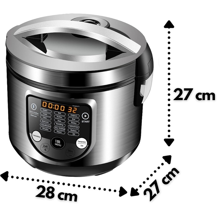 Мультиварка 18в1 Повільна плита 900 Вт 5 літрів Рисоварка Відпарювач Підігрівач їжі Сотейник Йогуртниця Мультипіч Скороварка Гаряча плита Плита