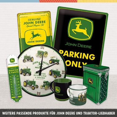 Ретро-настінний годинник Nostalgic-Art, Ø 31 см, John Deere вінтажний дизайн з логотипом (чорний та зелений)