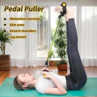 Еспандер для педалей, тренажер для м&39язів живота еластичний, нековзний, регульований, для фітнесу, тонусу, розтяжки вдома, чорний