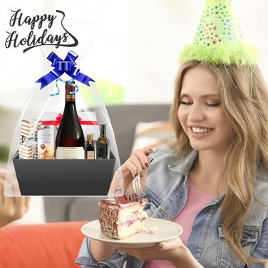 Порожній картонний подарунковий кошик, 5 шт. у упаковці чорного кольору Великі порожні подарункові кошики з ручками для жінок та чоловіків - свято, день народження, Різдво, День святого Валентина, весілля, подарунок на дитячий душ та будь-яку подію