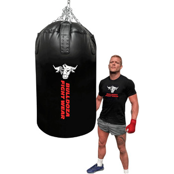 Боксерська груша Jumbo Giant XXL Bull Doza Fight Wear Heavy Duty із самонаповнювальним механізмом, підвісними ланцюгами, поворотним механізмом, карабіном, для ММА, кікбоксингу, муай-тай, бойових мистецтв XXL JUMBO 4FT