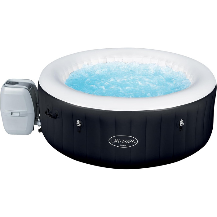 Гідромасажна ванна Bestway LAY-Z-SPA Miami AirJet, 180 x 66 см, 2-4 людини, кругла, чорна