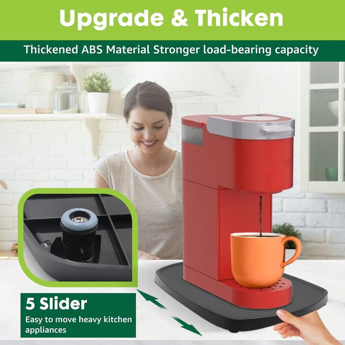 Розсувна дошка для кавоварки та кухонного комбайна - аксесуари для швидкопереміщеної рухомої дошки, сумісні з більшістю кухонних приладів, Keurig K-Mini, Ninja, маленька фритюрниця Потовщений матеріал (чорний матовий)