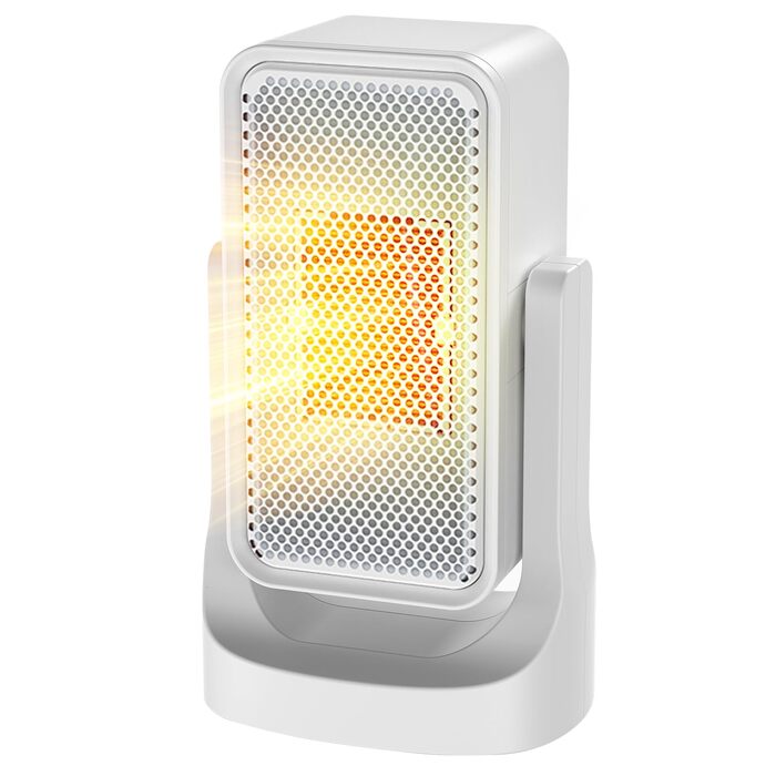 Енергозберігаючий тихий міні-вентиляторний обігрівач Qoosea потужністю 900 Вт, електричний обігрівач кімнати з керамічним нагрівальним елементом, 2 режими, швидке нагрівання 3S, PTC-обігрівач, електричний вентиляторний обігрівач для офісу та дому (білий)
