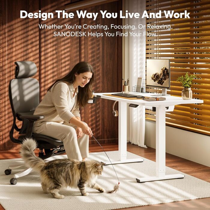 Письмовий стіл з регульованою висотою 11054 см Компактний стіл для роботи стоячи з практичними аксесуарами, ідеально підходить для невеликих приміщень, тихий та безпечний із захистом від зіткнень (білий) 110 x 54 см Білий