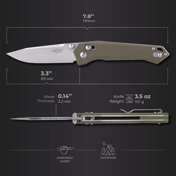 Складний кишеньковий ніж Ganzo Firebird FB7651-GR з нержавіючої сталі 440C Лезо з нержавіючої сталі Ергономічна протиковзка ручка